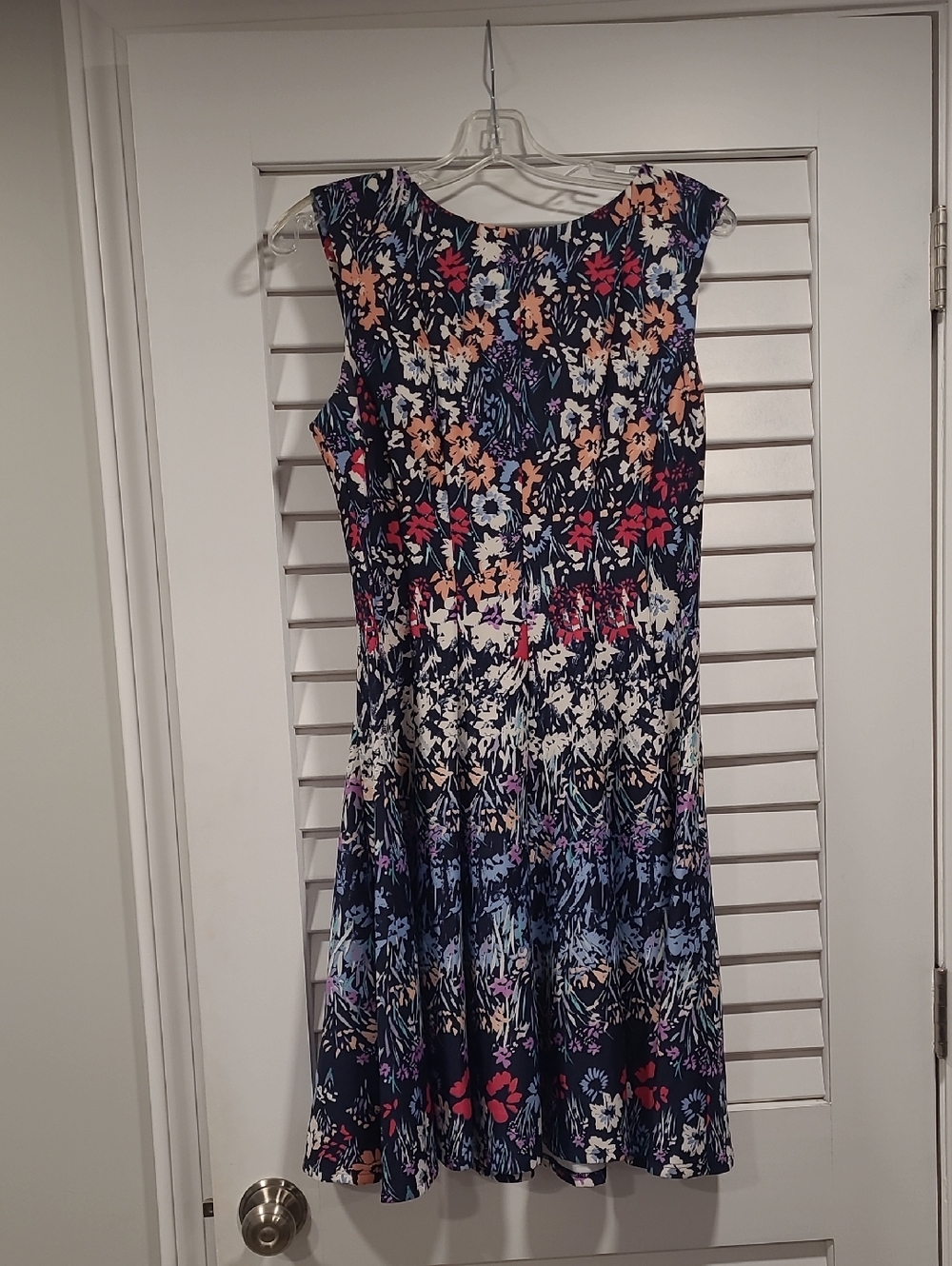 Roz & Ali Navy Floral Cap-Sleeve Midi Dress